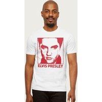 Elvisly Yours Men's Elvis Presley Red Face T-Shirt in White | Size: Large