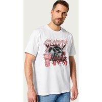 Gloomy Bear Men's The Naughty Grizzly Black Metal Band Text Anime T-Shirt in White | Size: Large
