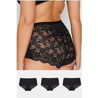 Yours Women's 3 Pack Lace Full Briefs in Black | Size: 18-20