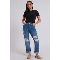 Urban Bliss Women's Elliott Black Ripped Mom Jeans in Blue | Size: 8