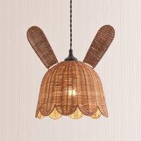 ValueLights Bella Natural Rattan Bunny Rabbit Easy Fit Ceiling Pendant Lamp Shade in Brown