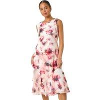 Roman Women's Petite Floral Overlay Dress in Red | Size: 14