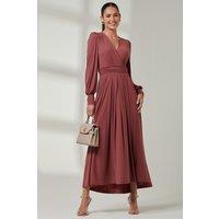 Jolie Moi Women's Long Sleeve Super Soft Jersey Maxi Dress in Red | Size: 10