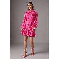 Jacquard Tiered Mini Dress