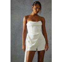 Satin Draped Bow Playsuit