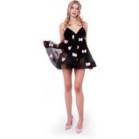 Jaded Rose Women's Loli Black & Pink 3D Floral Mini Babydoll Dress | Size: 10