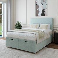 Bedmaster Linen Ottoman Divan Base & Plain Headboard in Duck Egg Blue | Size: Double