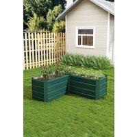 Living and Home Outdoor Metal L-Shaped Raised Garden Bed in Dark Green