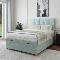 Bedmaster Linen Ottoman Divan Base & Square Headboard in Duck Egg Blue | Size: King