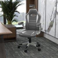 VINSETTO Racing Gaming Chair Height Adjustable Swivel with Flip Up Armrests in Grey