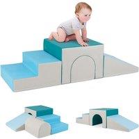 Gymax 4-Piece Climb & Crawl Foam Structures Block Soft Play Set in Blue
