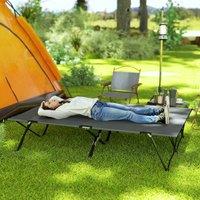 OUTSUNNY Double Camping Folding Cot Outdoor Portable Sunbed in Dark Grey