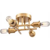 Happy Homewares Industrial Vintage Ceiling Light Fitting with Traditional Lamp Holders in Gold