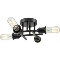 Happy Homewares Industrial Vintage Ceiling Light Fitting with Traditional Lamp Holders in Black
