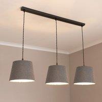 ValueLights Rory Tapered Boucle Lamp Shade 3 Drop Bar Ceiling Diner Pendant Light in Grey