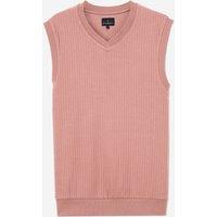 Enorsia Men's Casual Ribbed Jersey Vest in Pink | Size: Medium