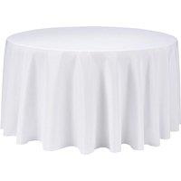 Neel Blue 120 Inch Round Table Cloth, Spun Polyester Linen Tablecloth in White
