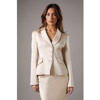 Coast Women's Waisted Jacket With Satin Lapel in Ivory | Size: 10