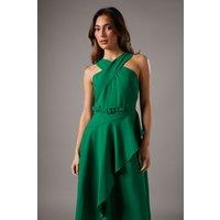 Coast Women's Cross Neck Ruffle Dress in Green | Size: 10