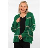Sarta Women's Glitter Stripe Open Front Cardigan in Green & Gold