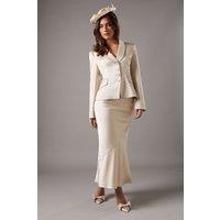 Coast Women's Satin Detail Fitted Skirt in Ivory | Size: 12