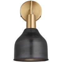 Sleek Cone Wall Light, 7 Inch, Pewter, Brass Holder