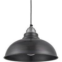 Old Factory Pendant, 12 Inch, Pewter, Light Pewter Holder