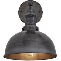 Industville Brooklyn Dome Wall Light, 8 Inch, Pewter, Pewter Holder in Dark Grey