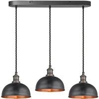 Brooklyn Dome 3 Wire Oval Cluster Lights, 8 inch, Pewter & Copper, Pewter holder