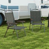 OUTSUNNY Folding Chairs Set w/ Armrest, Breathable Mesh Fabric Seat in Dark Brown | Size: 2 Pack