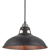 Old Factory Slotted Pendant, 15 Inch, Pewter & Copper, Light Pewter Holder