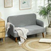HOMCOM 2 Seater Sofa with 21cm Thick Padding & Wood Legs in Grey | Size: 2 Person
