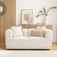 Birlea 2 Seater Sofa Settee White Boucle Teddy Fabric Cloud