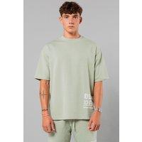 Blank Essentials Men's Crew Neck T-Shirt with Graphic Print in Green | Size: Small