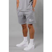 Blank Essentials Men's Cotton Blend Shorts with Graphic Print in Grey | Size: Large