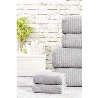 Rapport Home Waffle 6 Piece Textured Super Soft & Absorbant Towel Bale in Metallic Silver