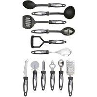 Premier Housewares 12 Piece Black Utensil Set in Silver