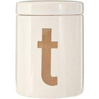 Premier Housewares Mono Tea Canister White Gold