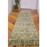 Kukoon Runner Rug Dark Green Grey Mottled Shaggy Long Hallway Rugs | Size: 60 cm x 240 cm