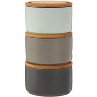 Premier Housewares Fenwick Set of 3 Stackable Storage Canisters Grey Blue