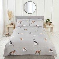 Rapport Home Paws & Tails Microfibre Reversible Duvet Cover Set with Pillowcase in Grey | Size: King