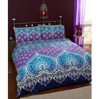 Rapport Home Asha Polycotton Duvet Cover Set With Pillowcase in Blue | Size: Double