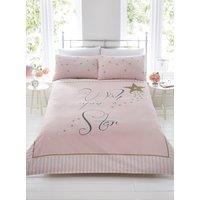 Rapport Home Wish Upon A Star Duvet Cover Set with Pillowcase in Dusty Pink | Size: Double