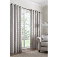Appletree 'Cassina' Circular Patterned Pair of Eyelet Curtains in Silver | Size: 117 cm width x 137 cm drop