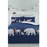 Rapport Home Polar Bears & Friends Duvet Cover Set with Pillowcase in Navy | Size: Double