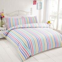 Rapport Home Candy Stripe Pure Cotton Luxury Duvet Cover Set with Pillowcase in White | Size: Super King