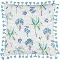 Furn Chamae Floral Tasselled Cushion in Lilac | Size: 50 cm x 50 cm