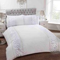 Rapport Home Provence Embroidered Polycotton Duvet Cover Set With Pillowcase in White | Size: Super King