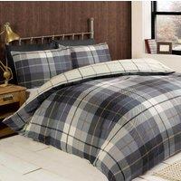 Rapport Home Lomond Check Flannellette Duvet Cover Set with Pillowcase in Blue | Size: Double