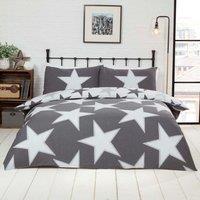 Rapport Home All Stars Polycotton Reversible Duvet Set with Pillowcase in Grey | Size: King